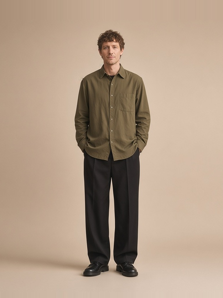 Olive silk shirt