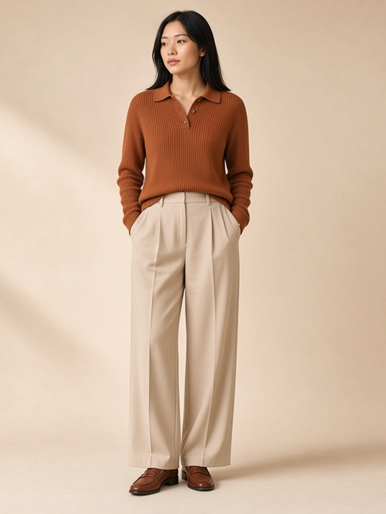 Rust merino polo