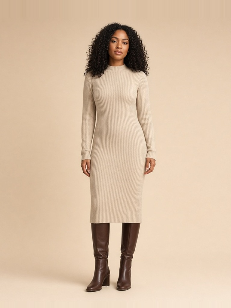 Rib knit dress