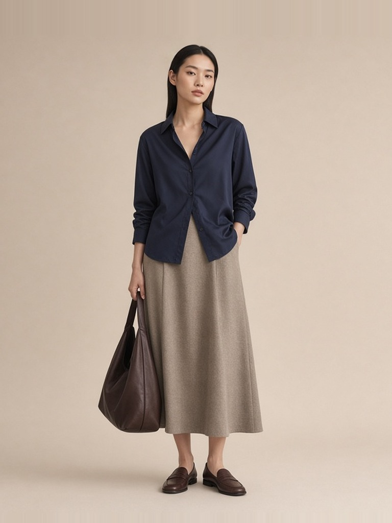 Navy silk shirt