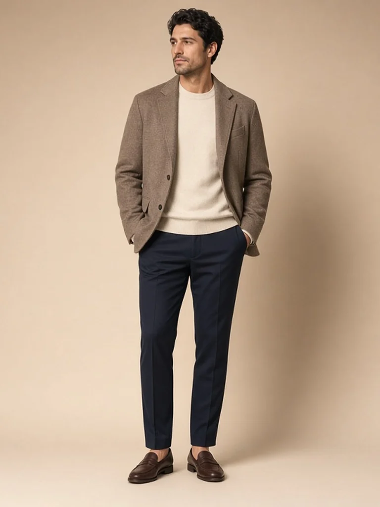 Men's soft taupe outfit