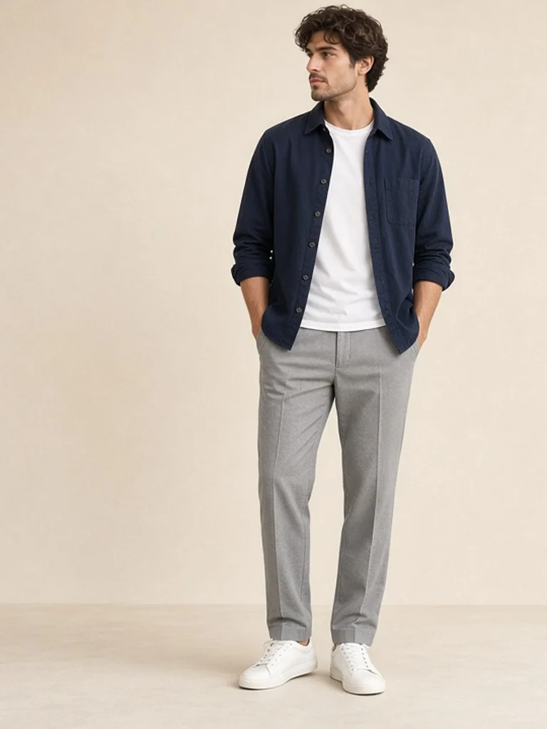 Men's navy overshirt outfit