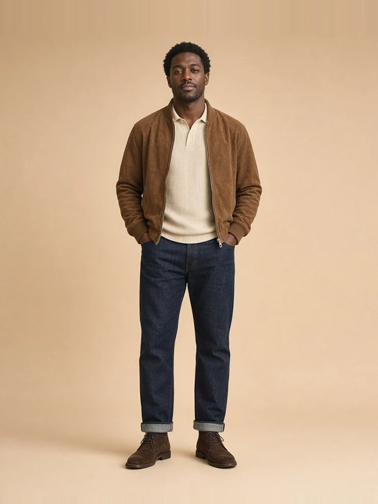 Men's suede blouson outfit