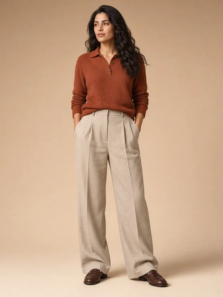 Women's rust knit outfit