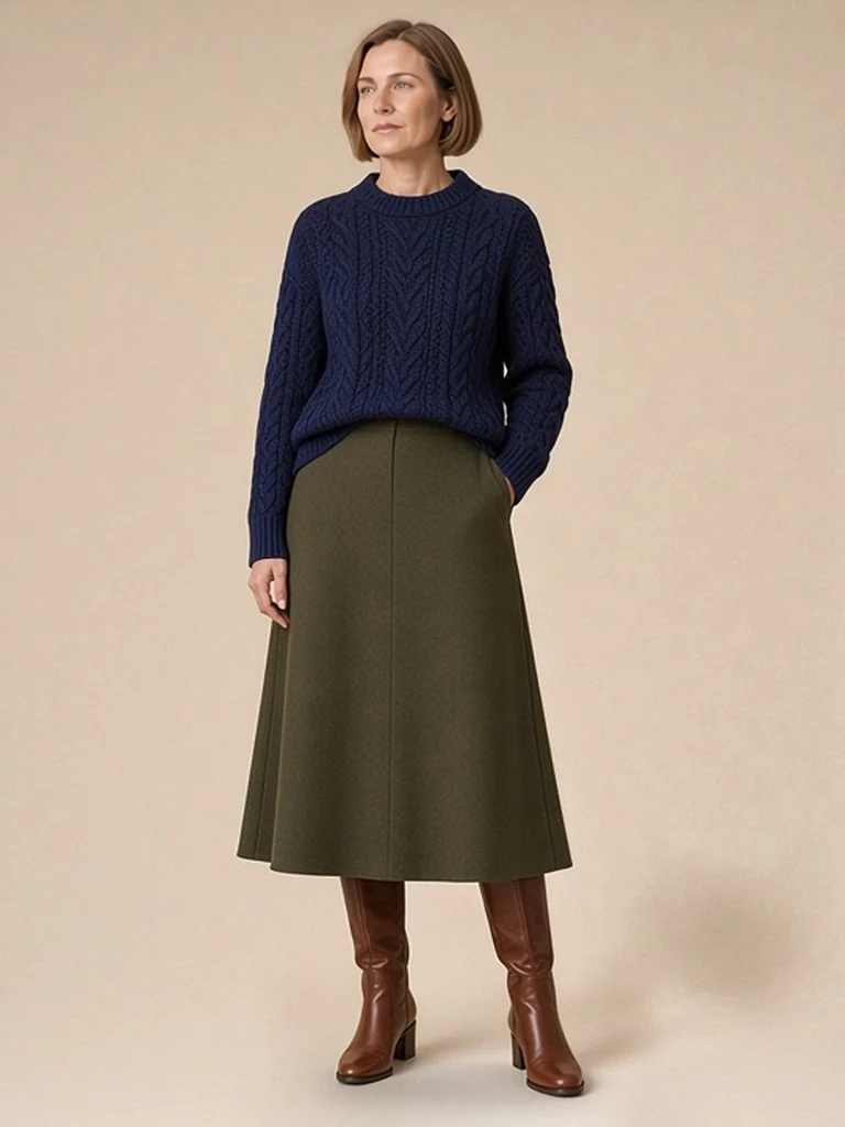 Women's navy cable outfit