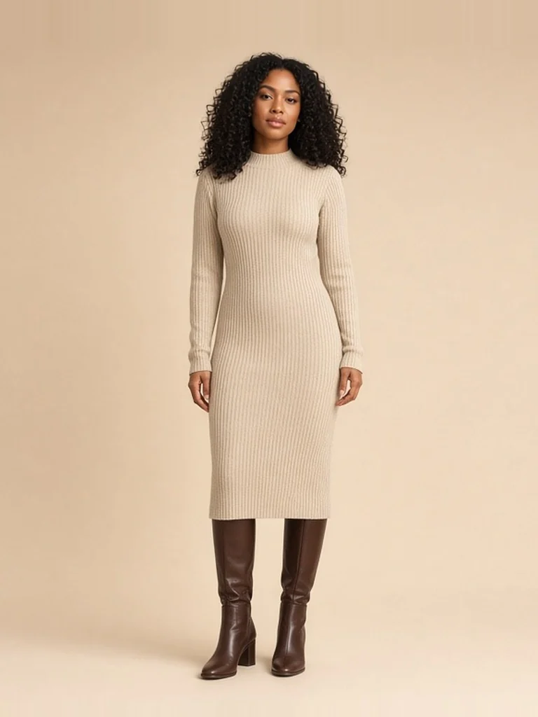 Women's rib knit dress outfit