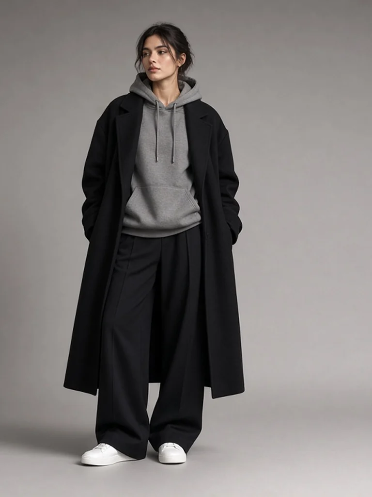 Women's street overcoat outfit